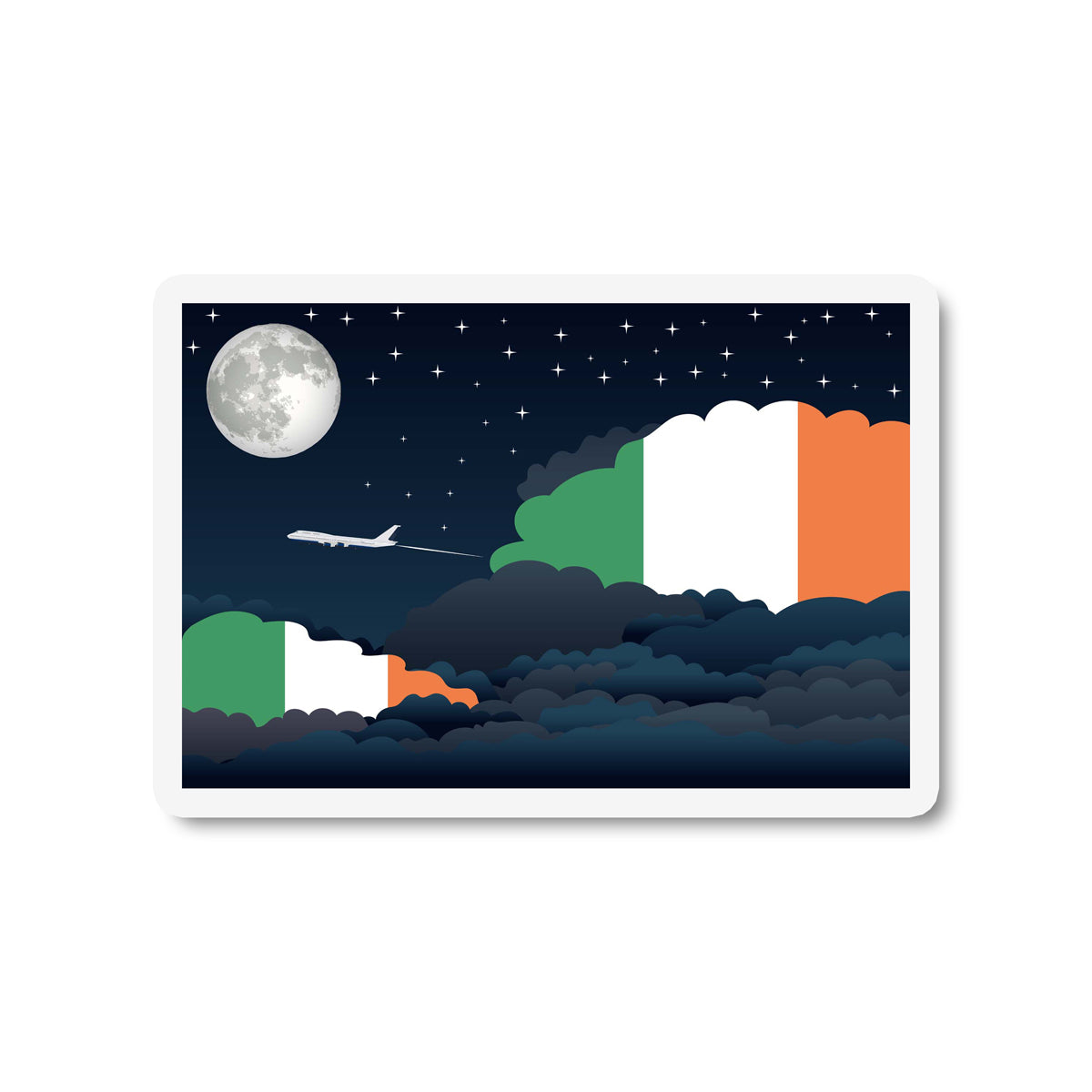 Ireland Airplane Night Clouds Sticker & Magnet