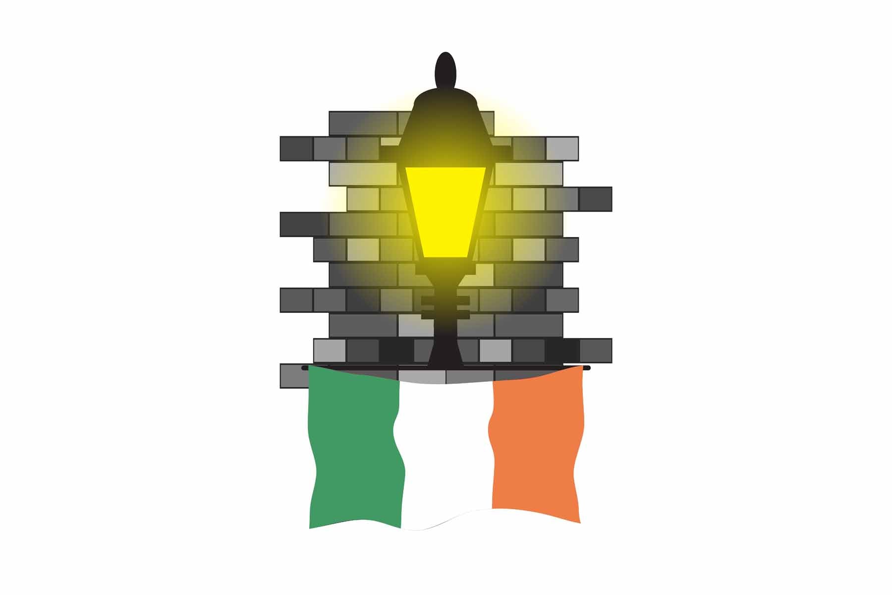 Ireland Town Street Lamp Bricks Sticker & Magnet