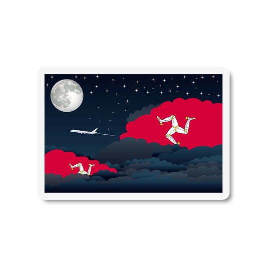 Isle of Man Airplane Night Clouds Sticker & Magnet