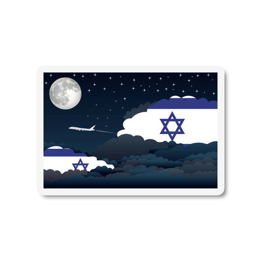 Israel Airplane Night Clouds Sticker & Magnet