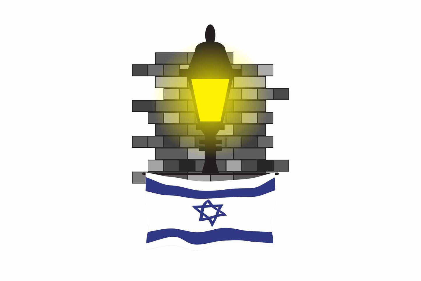 Israel Town Street Lamp Bricks Sticker & Magnet