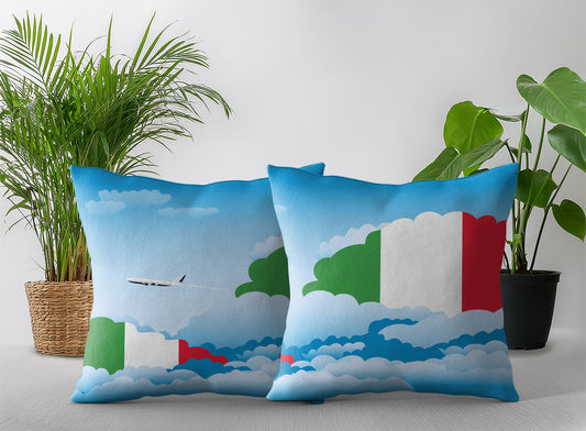 Italy World Airplane Day Clouds Square & Rectangle Pillow Cases | Aviation Decorative Pillow Covers