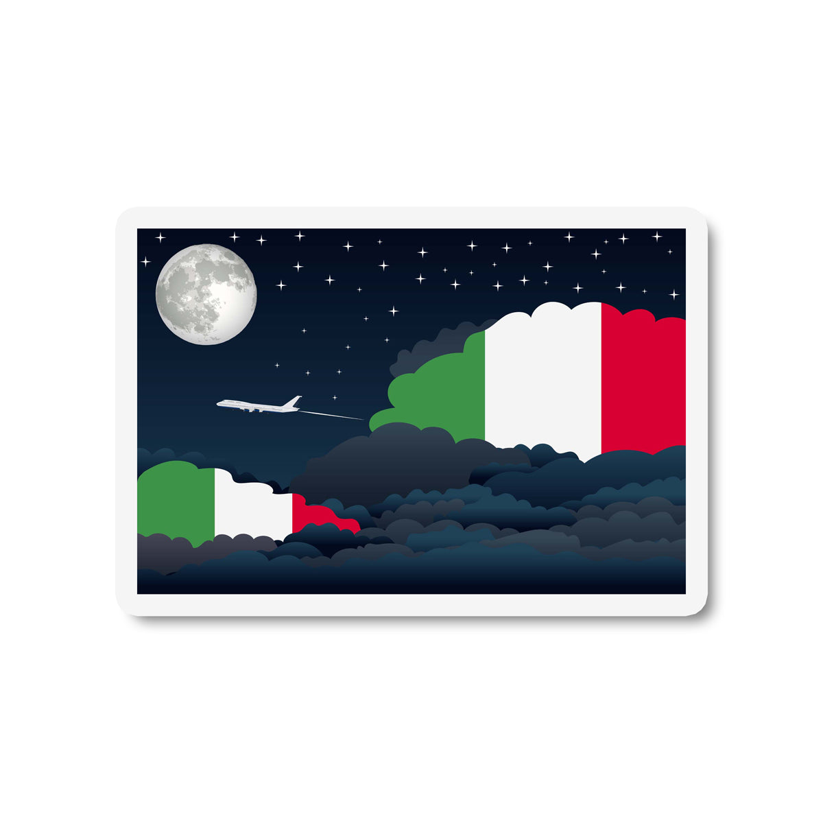 Italy Airplane Night Clouds Sticker & Magnet