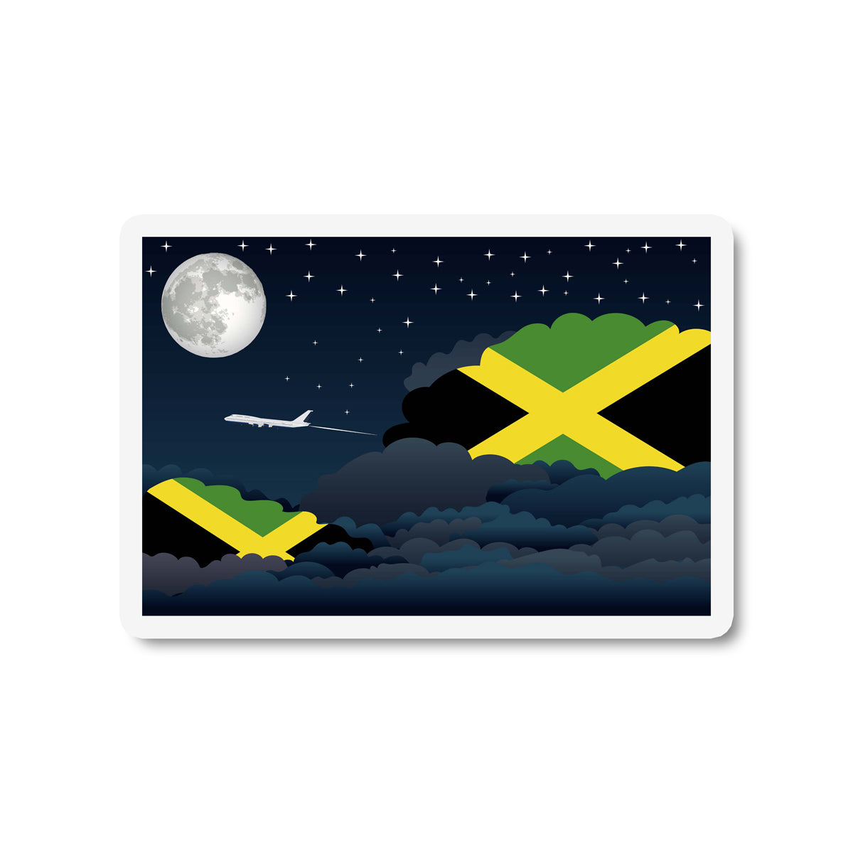 Jamaica Airplane Night Clouds Sticker & Magnet