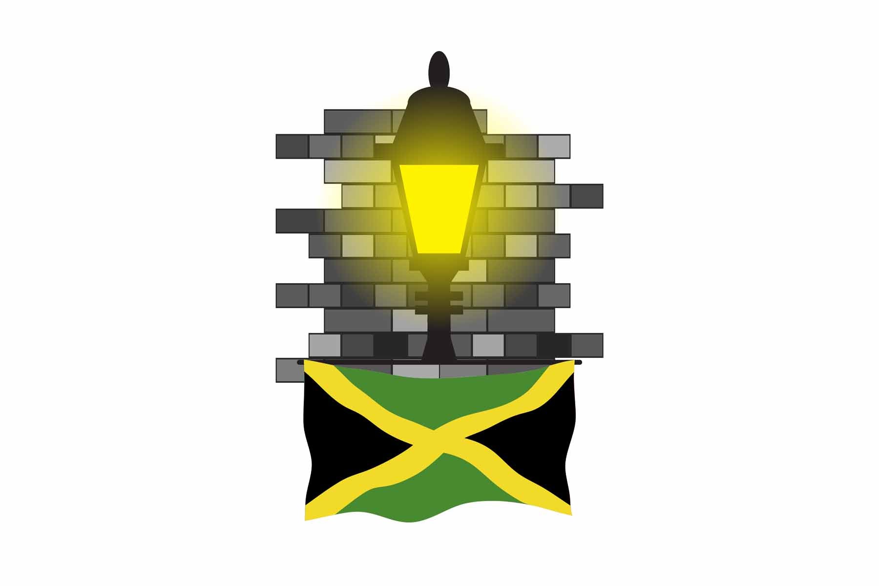 Jamaica Town Street Lamp Bricks Sticker & Magnet