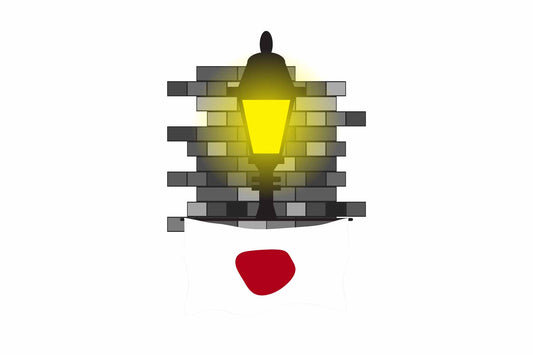 Japan Town Street Lamp Bricks Sticker & Magnet