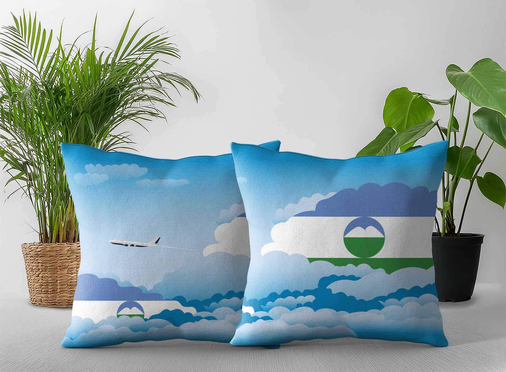 Kabardino Balkaria World Airplane Day Clouds Square & Rectangle Pillow Cases | Aviation Decorative Pillow Covers