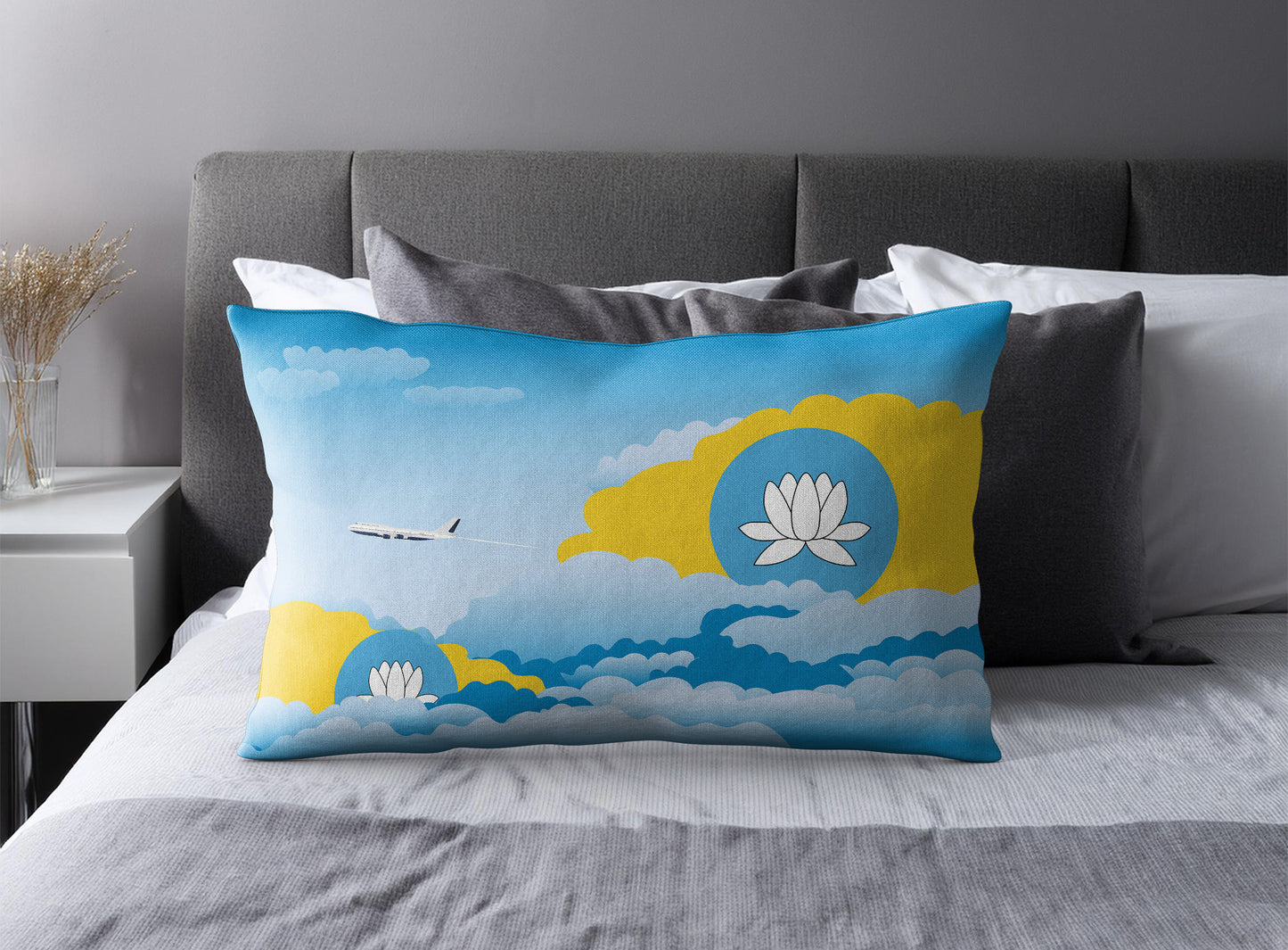 Kalmykia World Airplane Day Clouds Square & Rectangle Pillow Cases | Aviation Decorative Pillow Covers