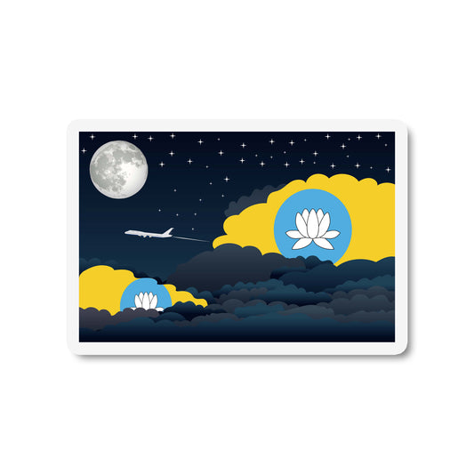 Kalmykia Airplane Night Clouds Sticker & Magnet