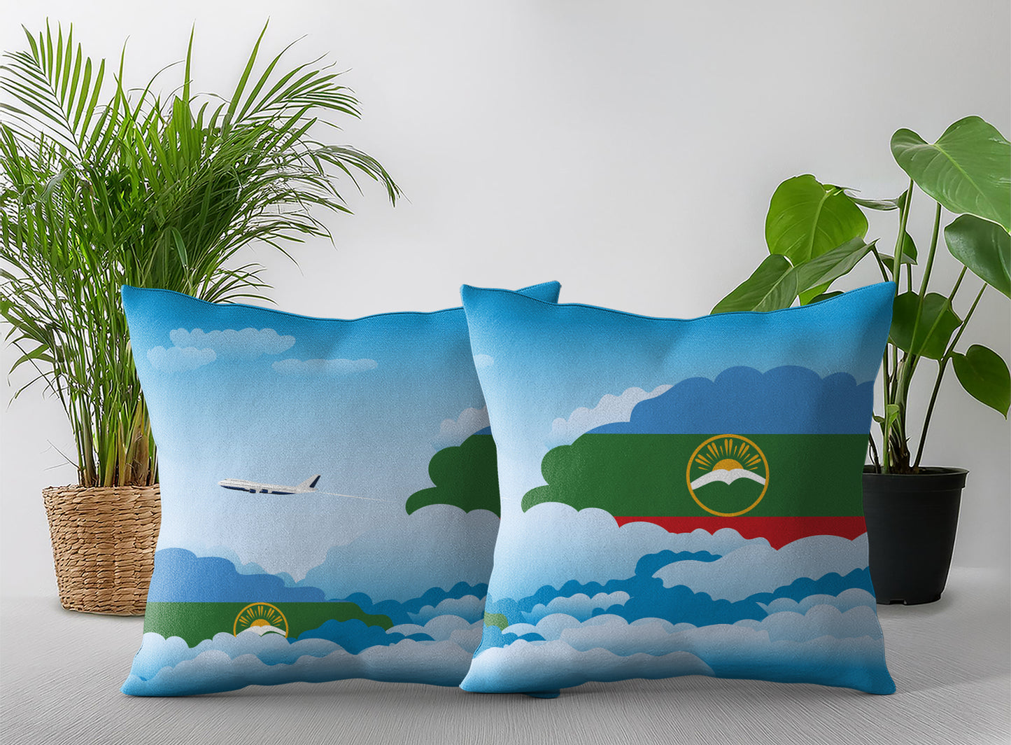 Karachay Cherkessia World Airplane Day Clouds Square & Rectangle Pillow Cases | Aviation Decorative Pillow Covers