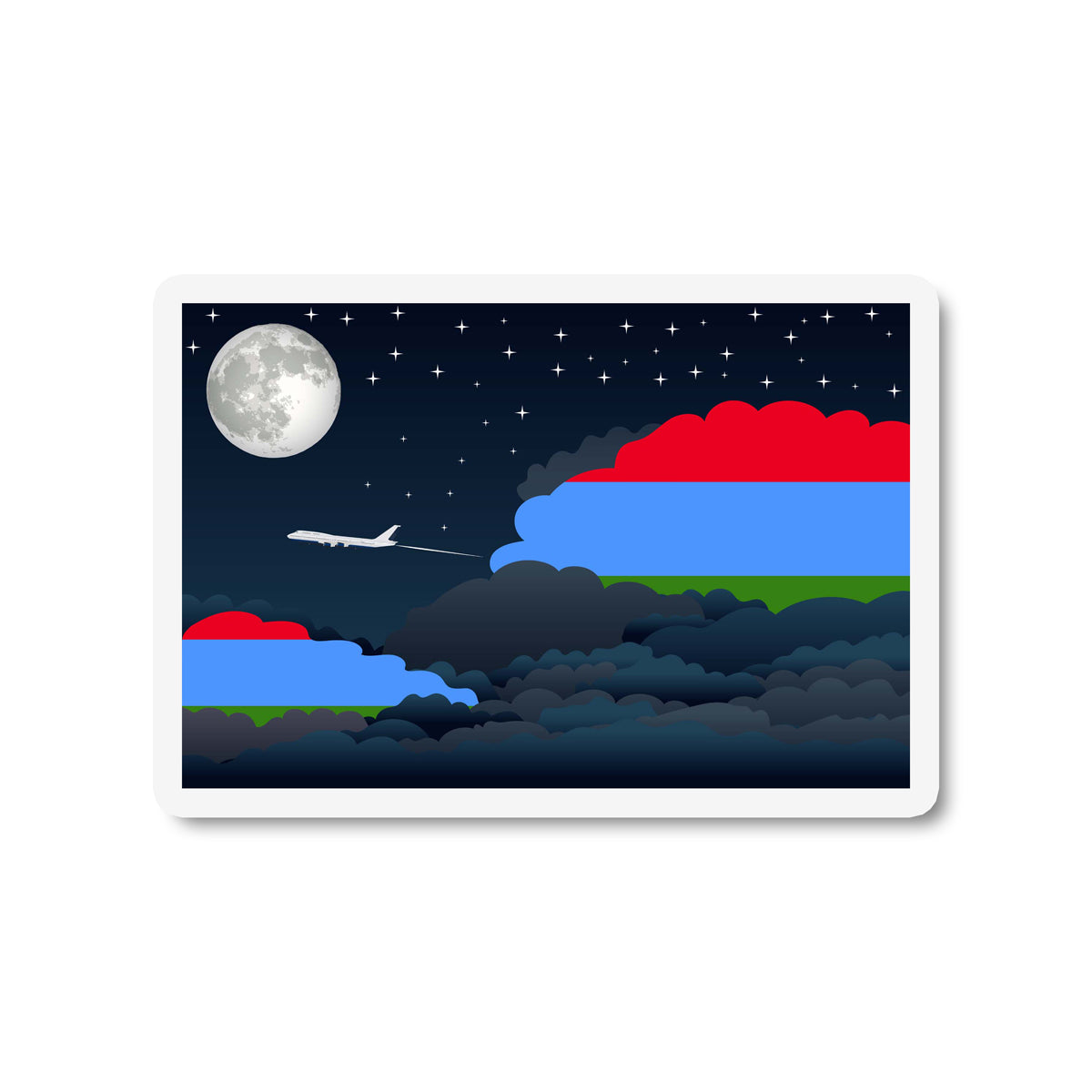 Karelia Airplane Night Clouds Sticker & Magnet