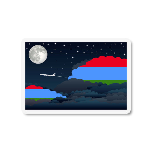 Karelia Airplane Night Clouds Sticker & Magnet
