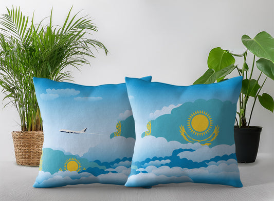 Kazakhstan World Airplane Day Clouds Square & Rectangle Pillow Cases | Aviation Decorative Pillow Covers