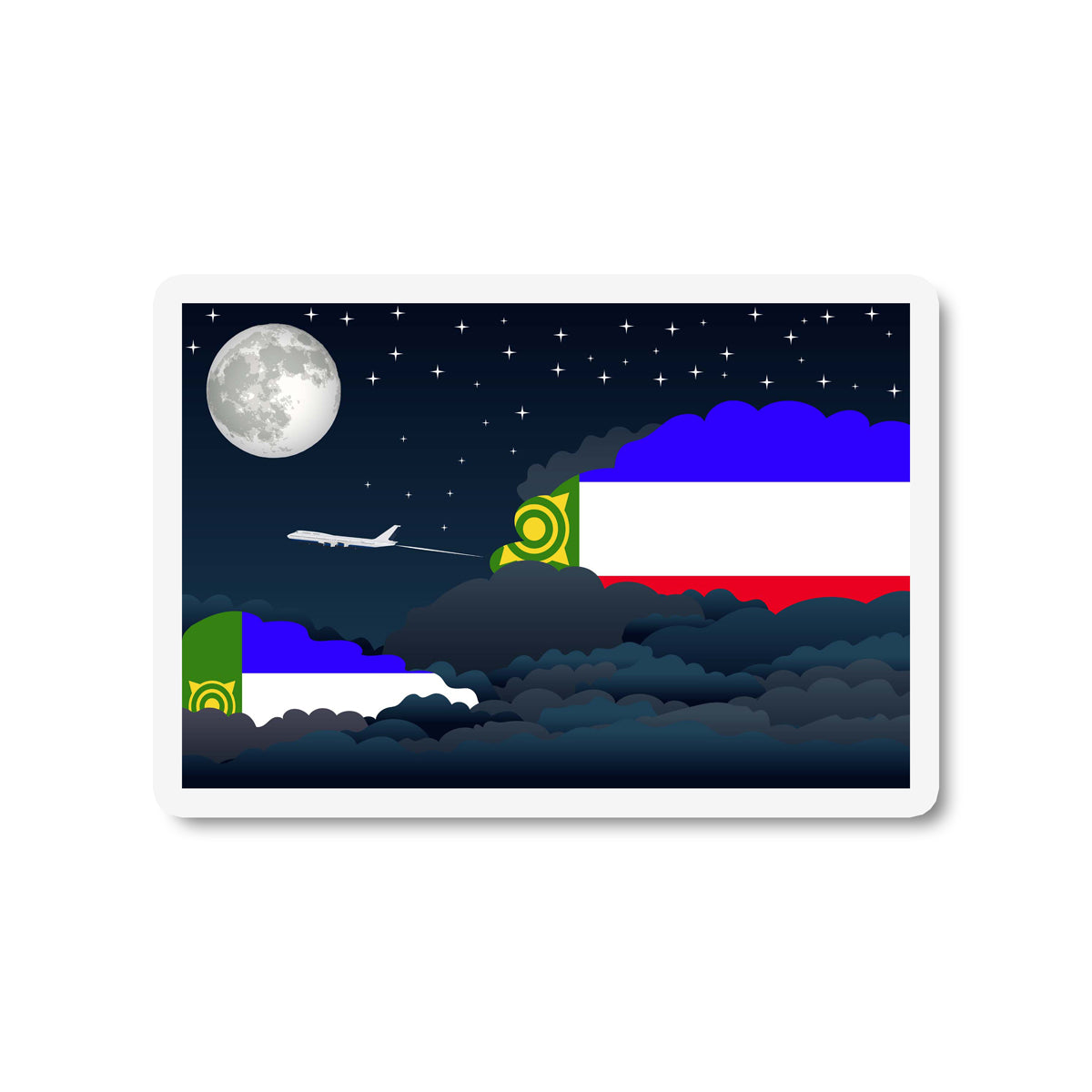 Khakassia Airplane Night Clouds Sticker & Magnet