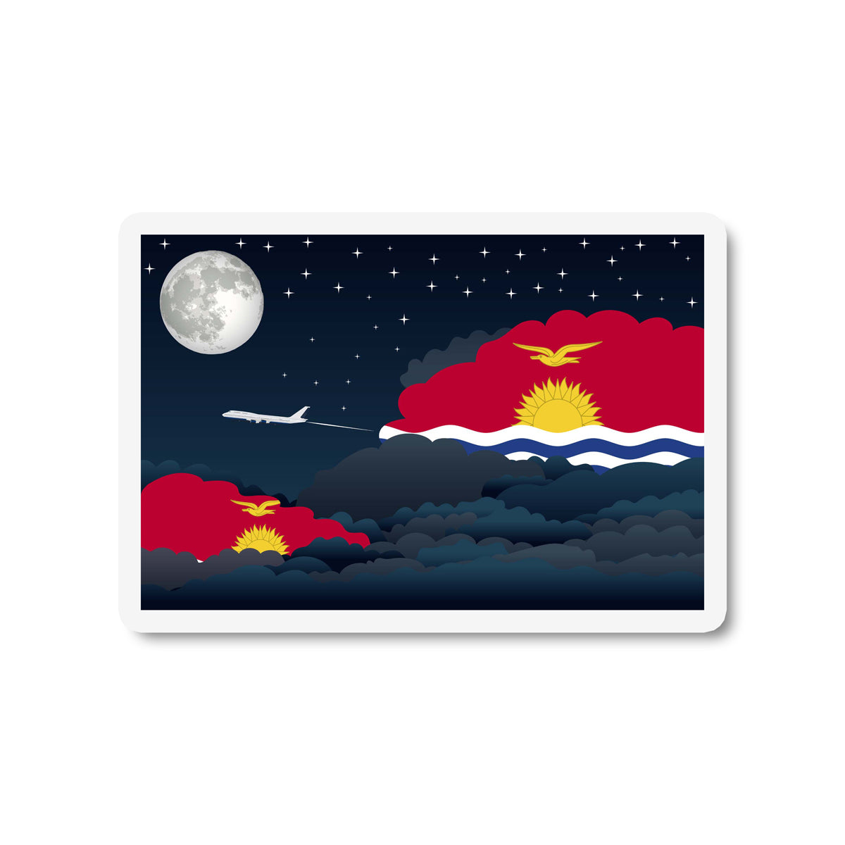 Kiribati Airplane Night Clouds Sticker & Magnet