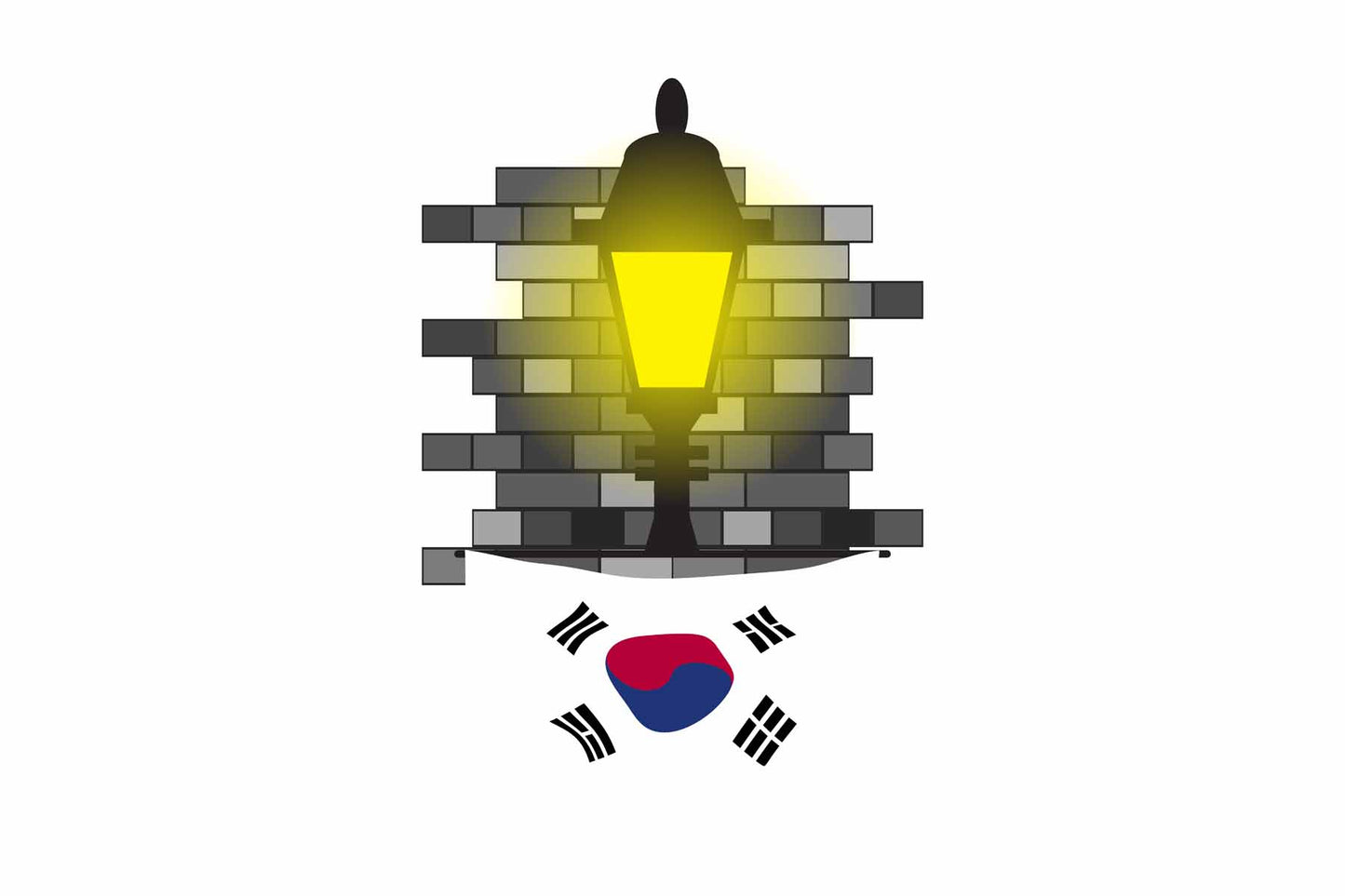 Korea South Town Street Lamp Bricks Sticker & Magnet