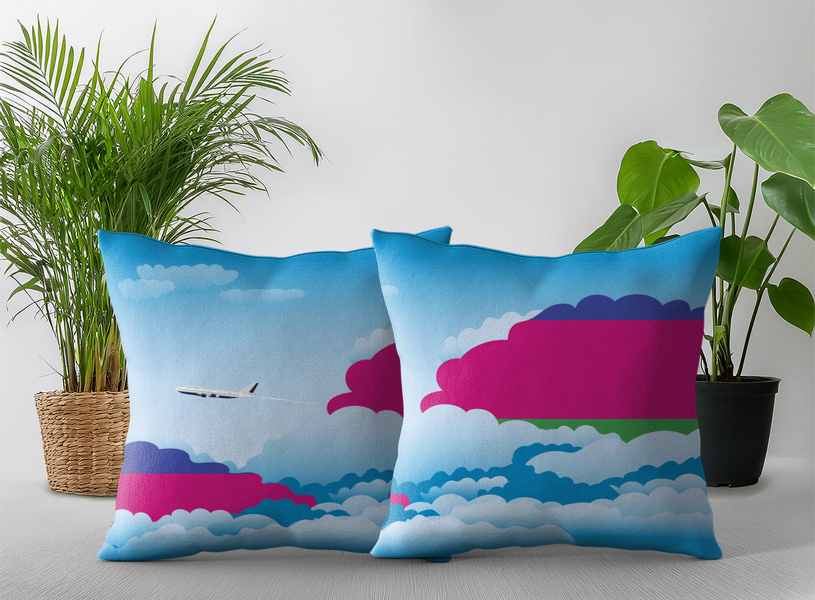 Kuban Peoples Republic World Airplane Day Clouds Square & Rectangle Pillow Cases | Aviation Decorative Pillow Covers