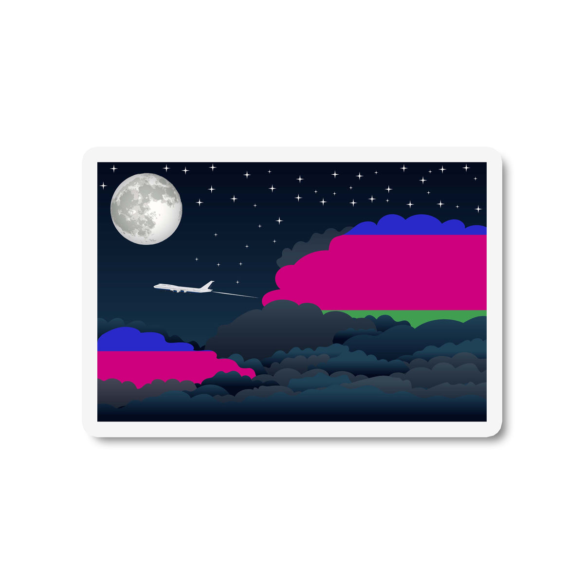 Kuban Peoples Republic Airplane Night Clouds Sticker & Magnet