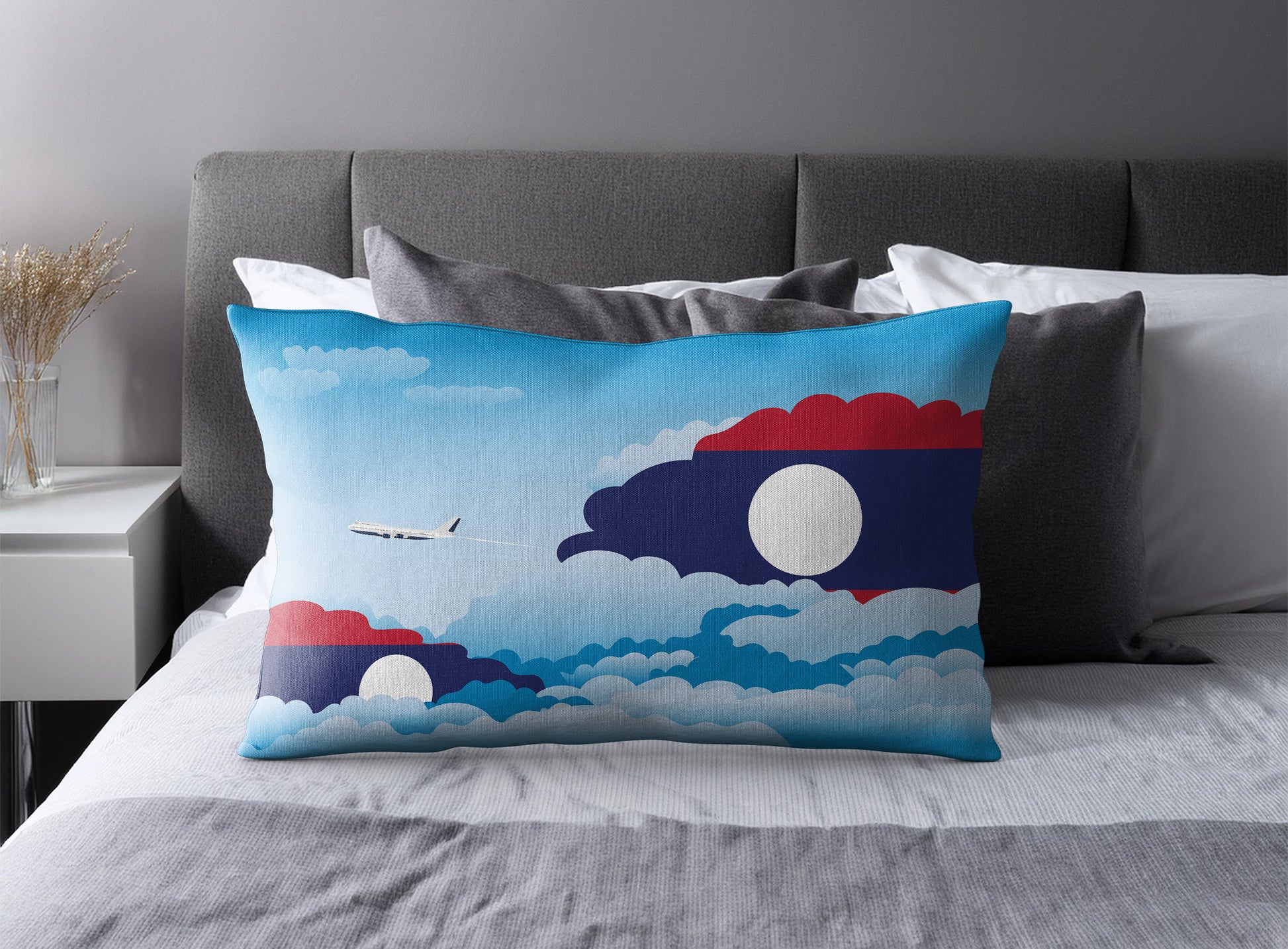 Laos World Airplane Day Clouds Square & Rectangle Pillow Cases | Aviation Decorative Pillow Covers