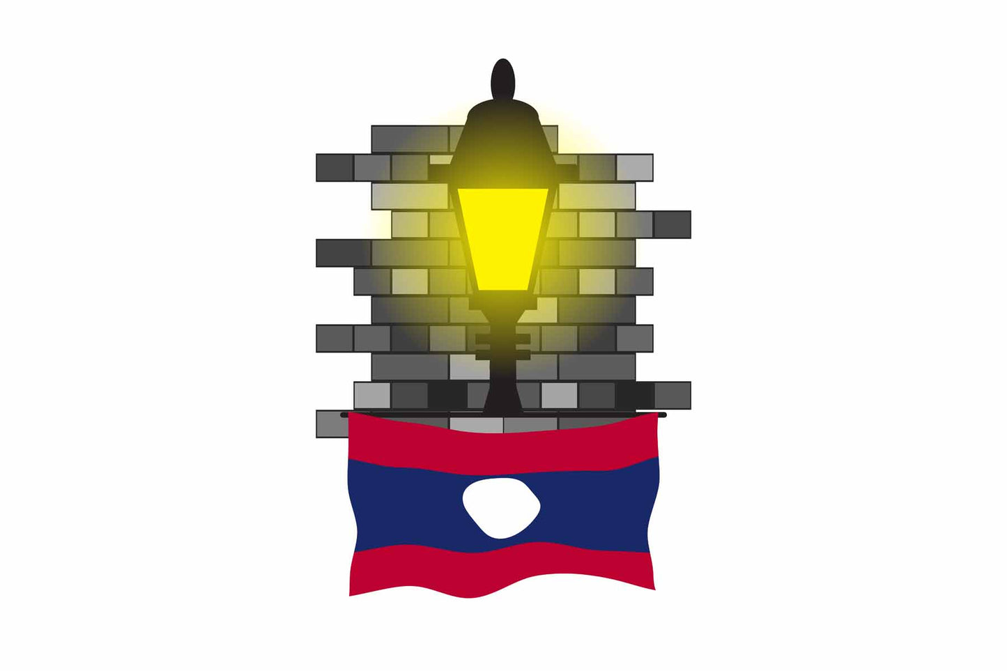 Laos Town Street Lamp Bricks Sticker & Magnet