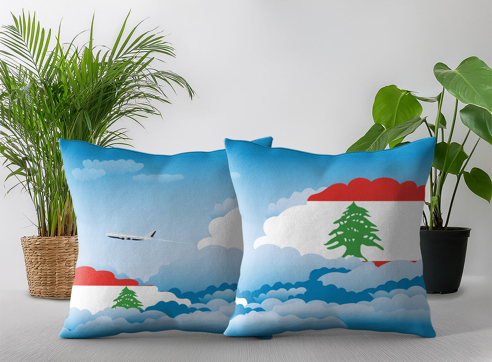 Lebanon World Airplane Day Clouds Square & Rectangle Pillow Cases | Aviation Decorative Pillow Covers