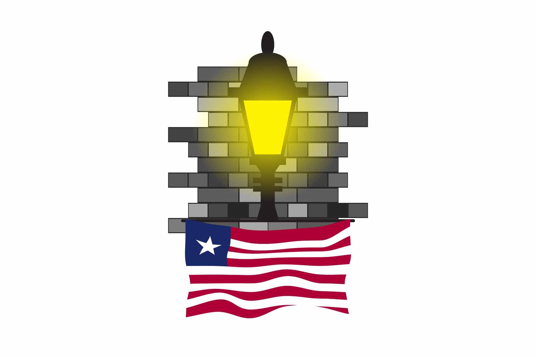 Liberia Town Street Lamp Bricks Sticker & Magnet
