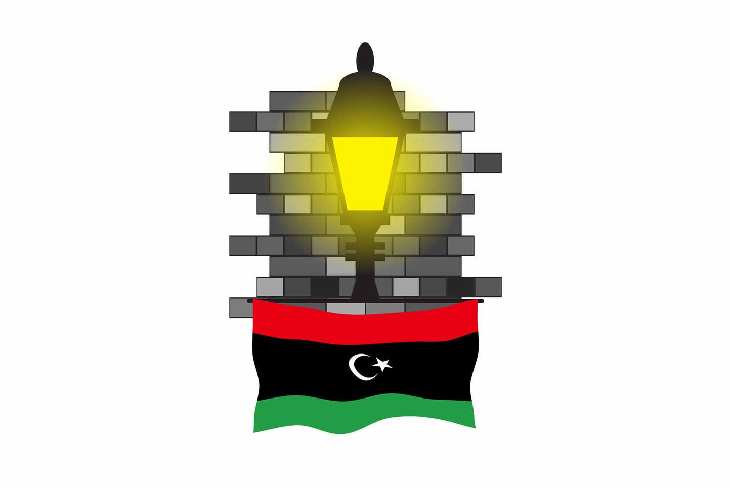 Libya Town Street Lamp Bricks Sticker & Magnet
