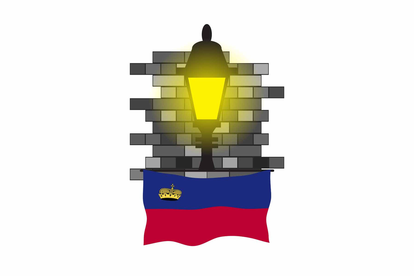 Liechtenstein Town Street Lamp Bricks Sticker & Magnet