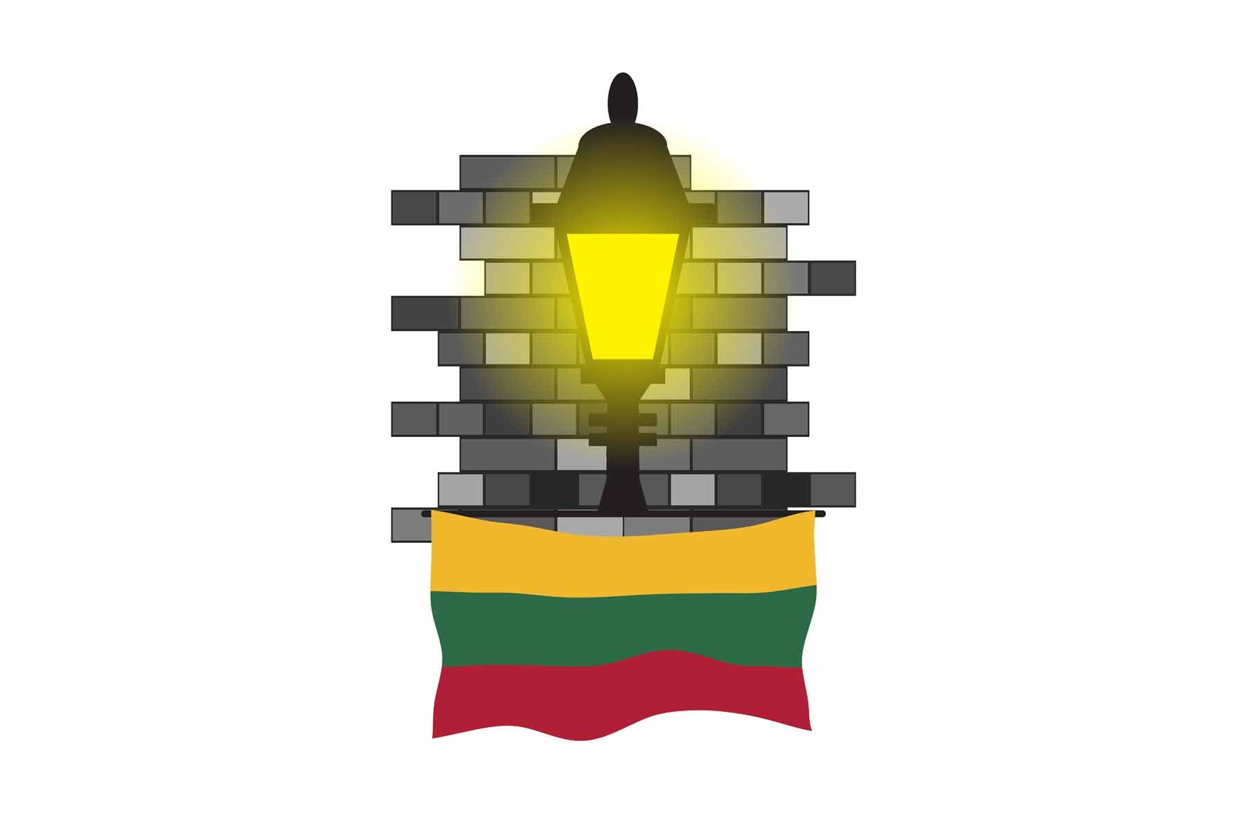 Lithuania Town Street Lamp Bricks Sticker & Magnet