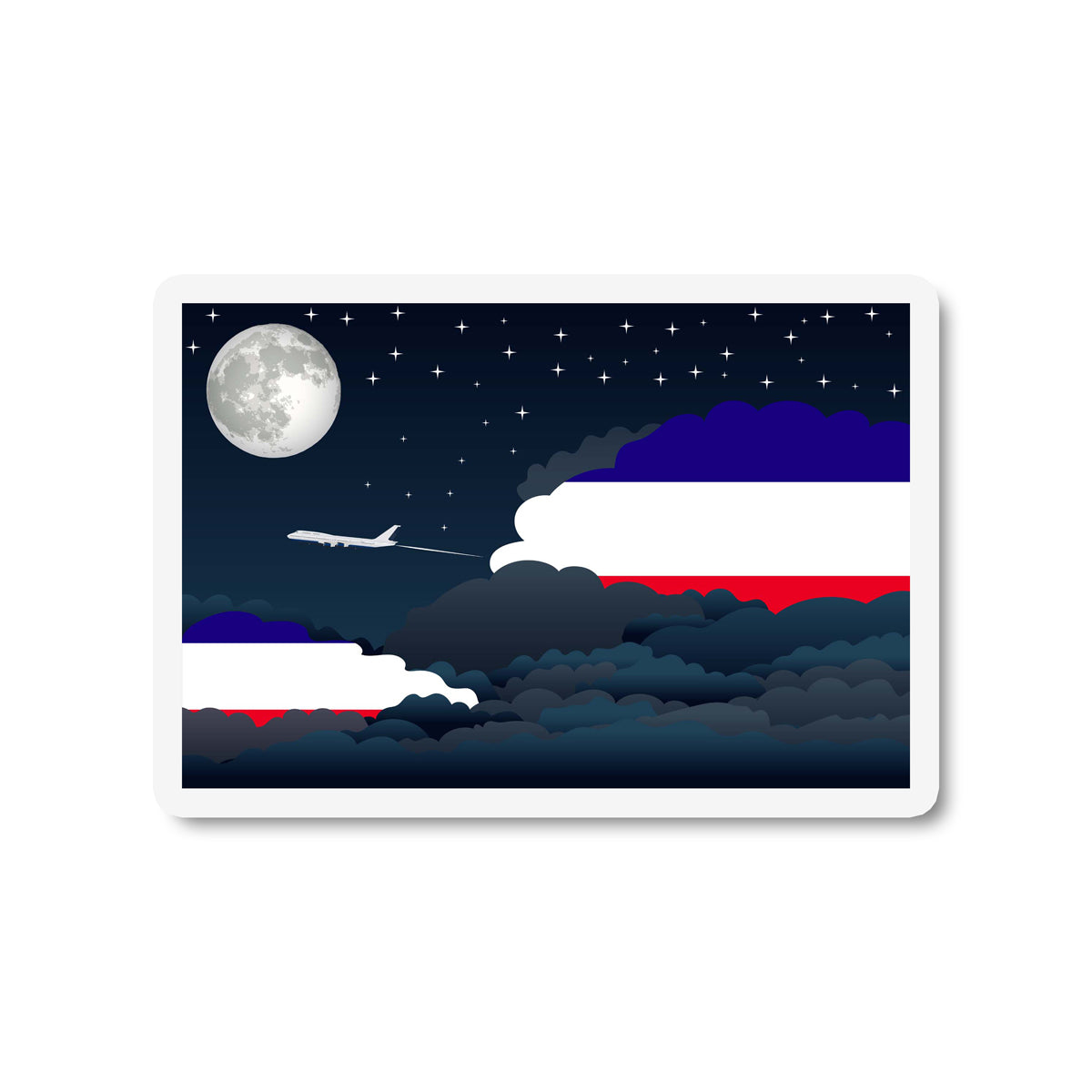 Los Altos Airplane Night Clouds Sticker & Magnet