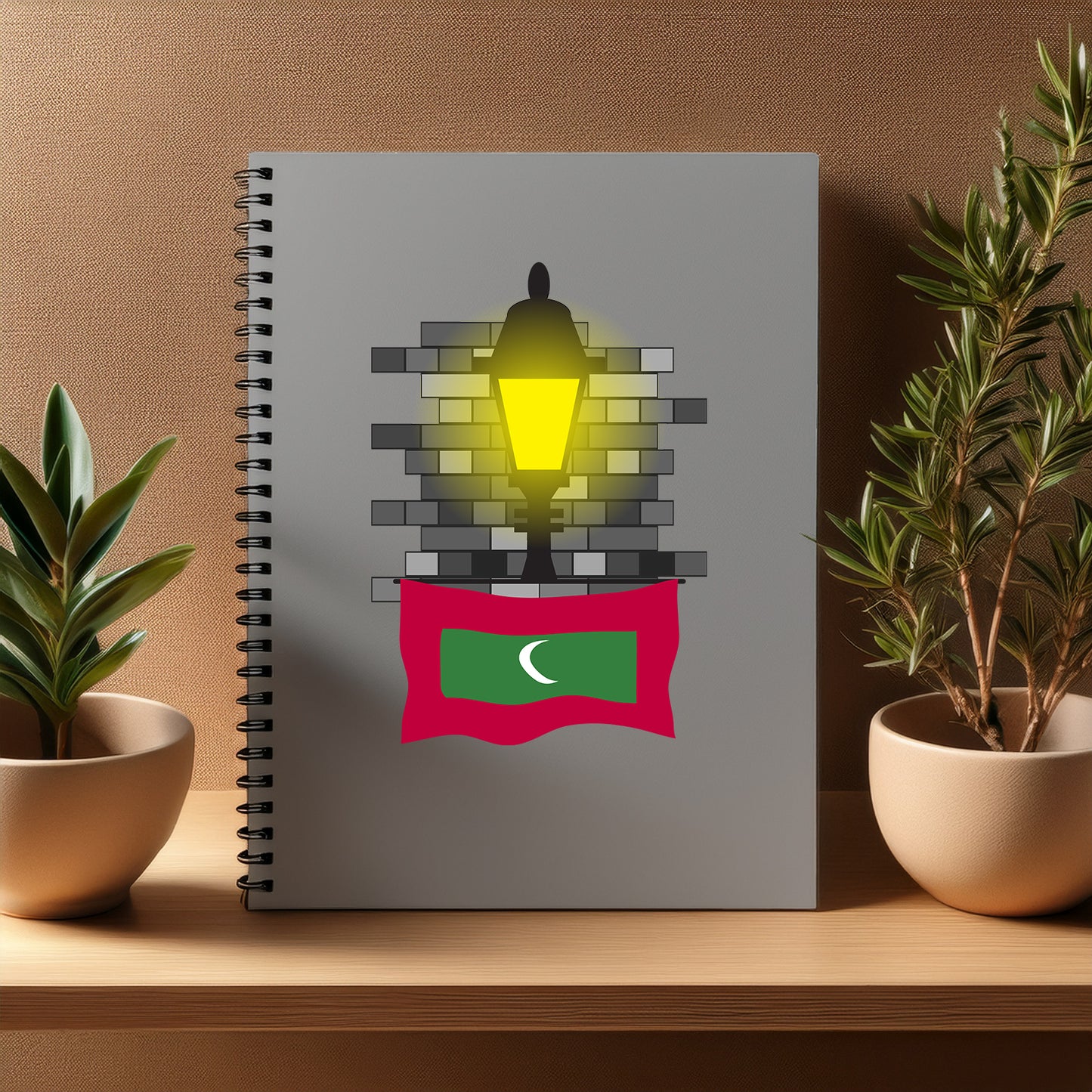 Maldives  Street Lamp Bricks Notebook