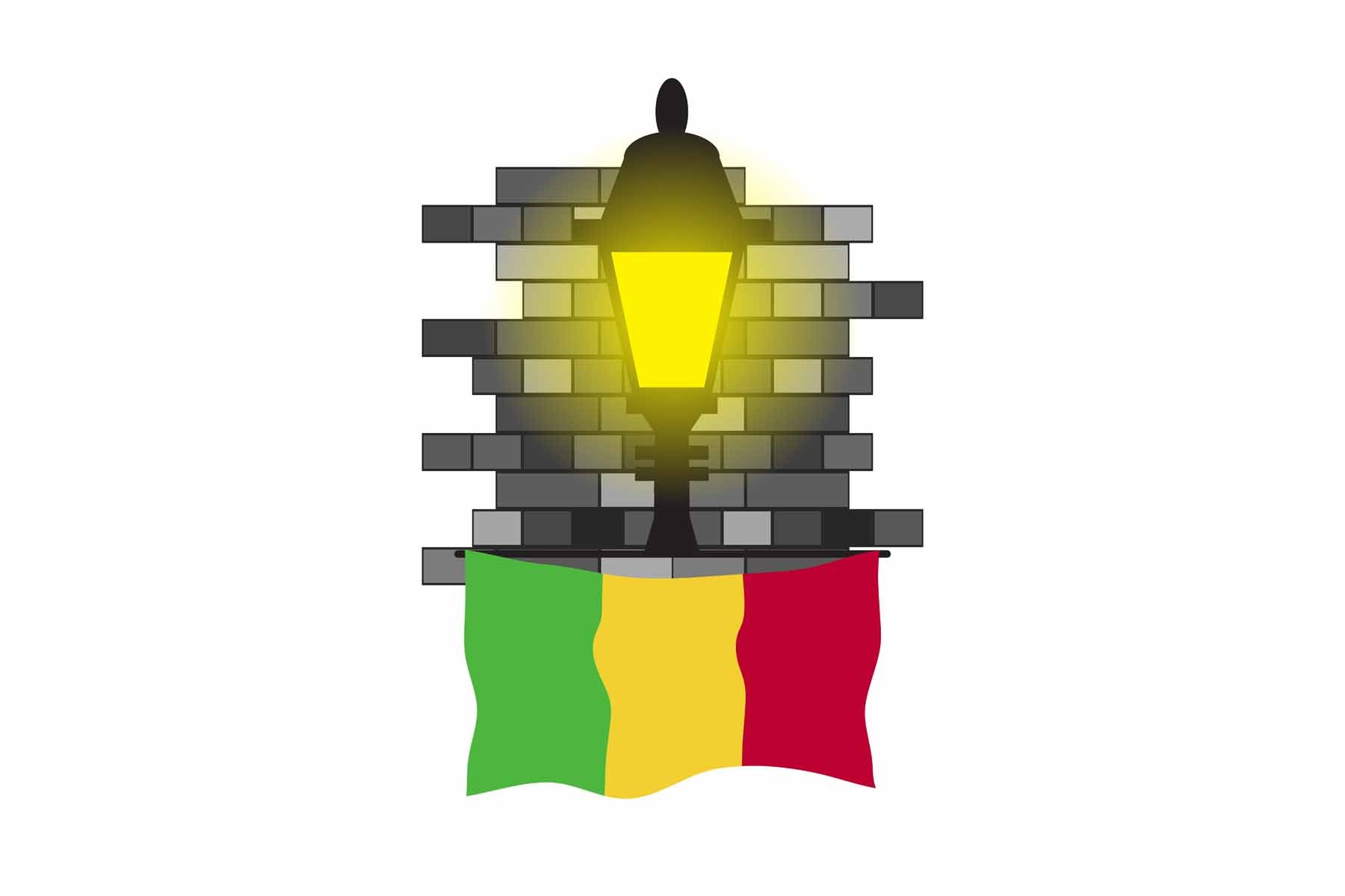 Mali Town Street Lamp Bricks Sticker & Magnet