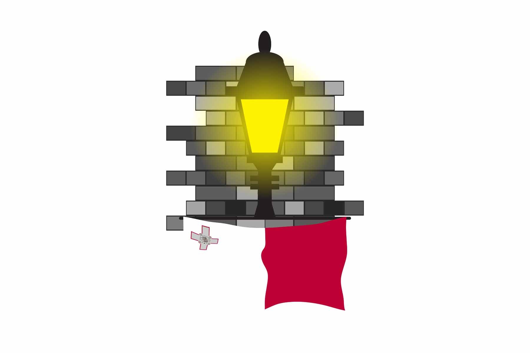 Malta Town Street Lamp Bricks Sticker & Magnet