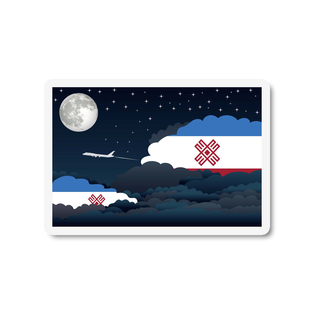 Mari El Airplane Night Clouds Sticker & Magnet