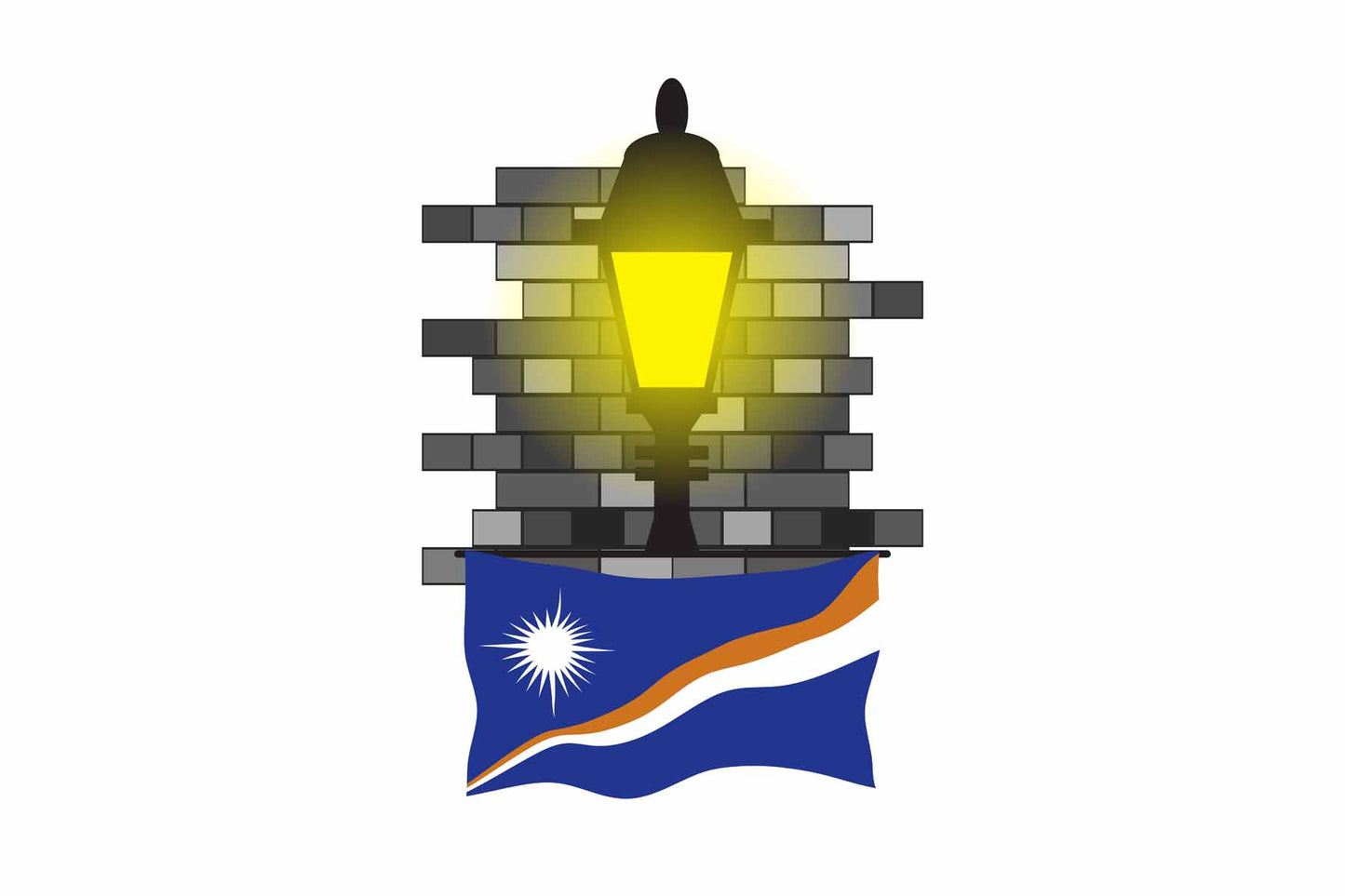 Marshall Islands Town Street Lamp Bricks Sticker & Magnet