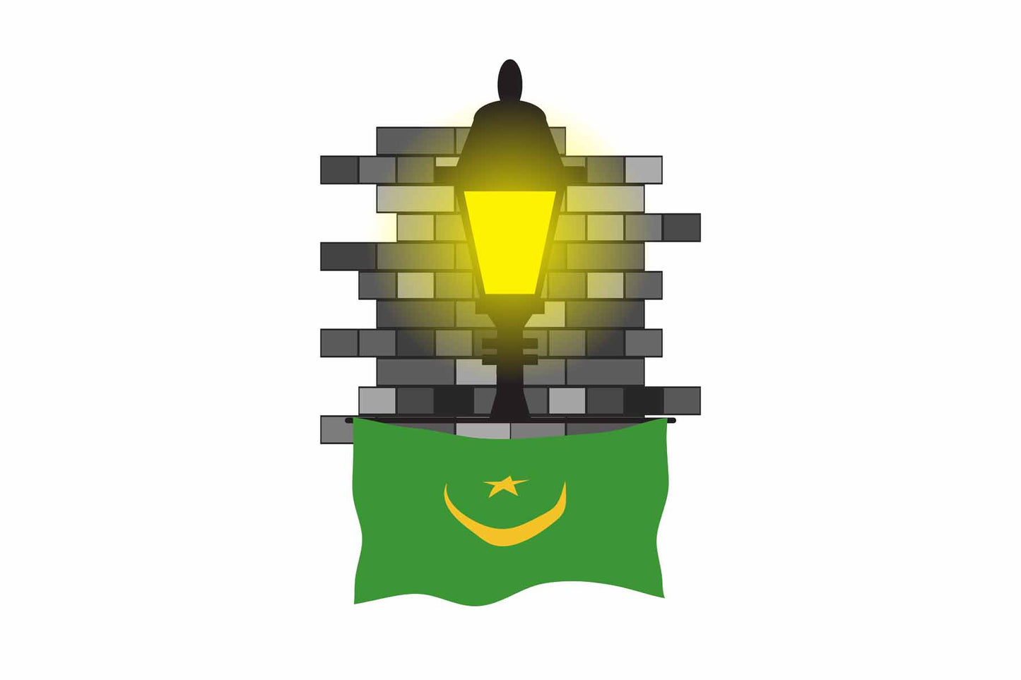 Mauritania Town Street Lamp Bricks Sticker & Magnet
