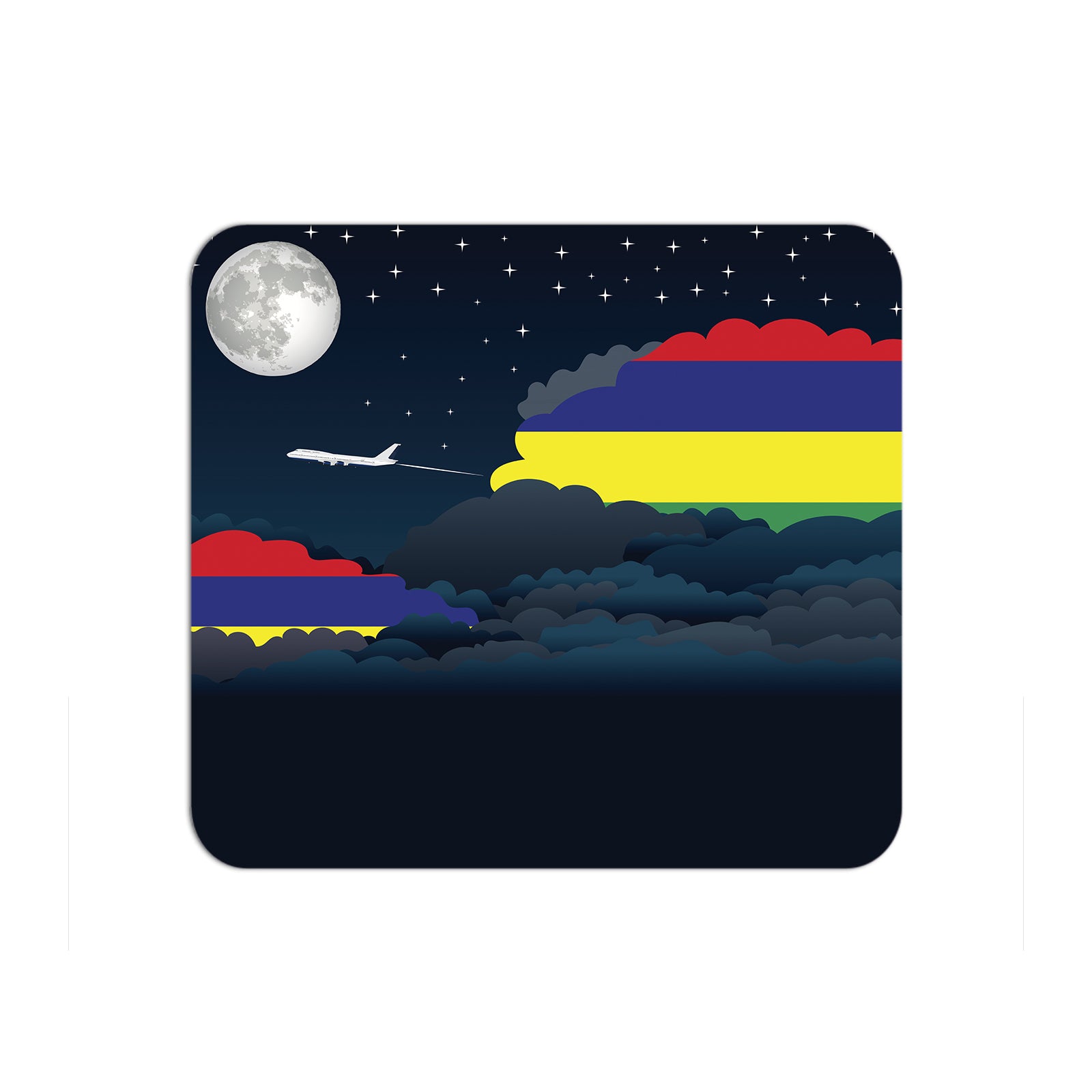 Mauritius Airplane Airport Flight Night Clouds Mousepad 