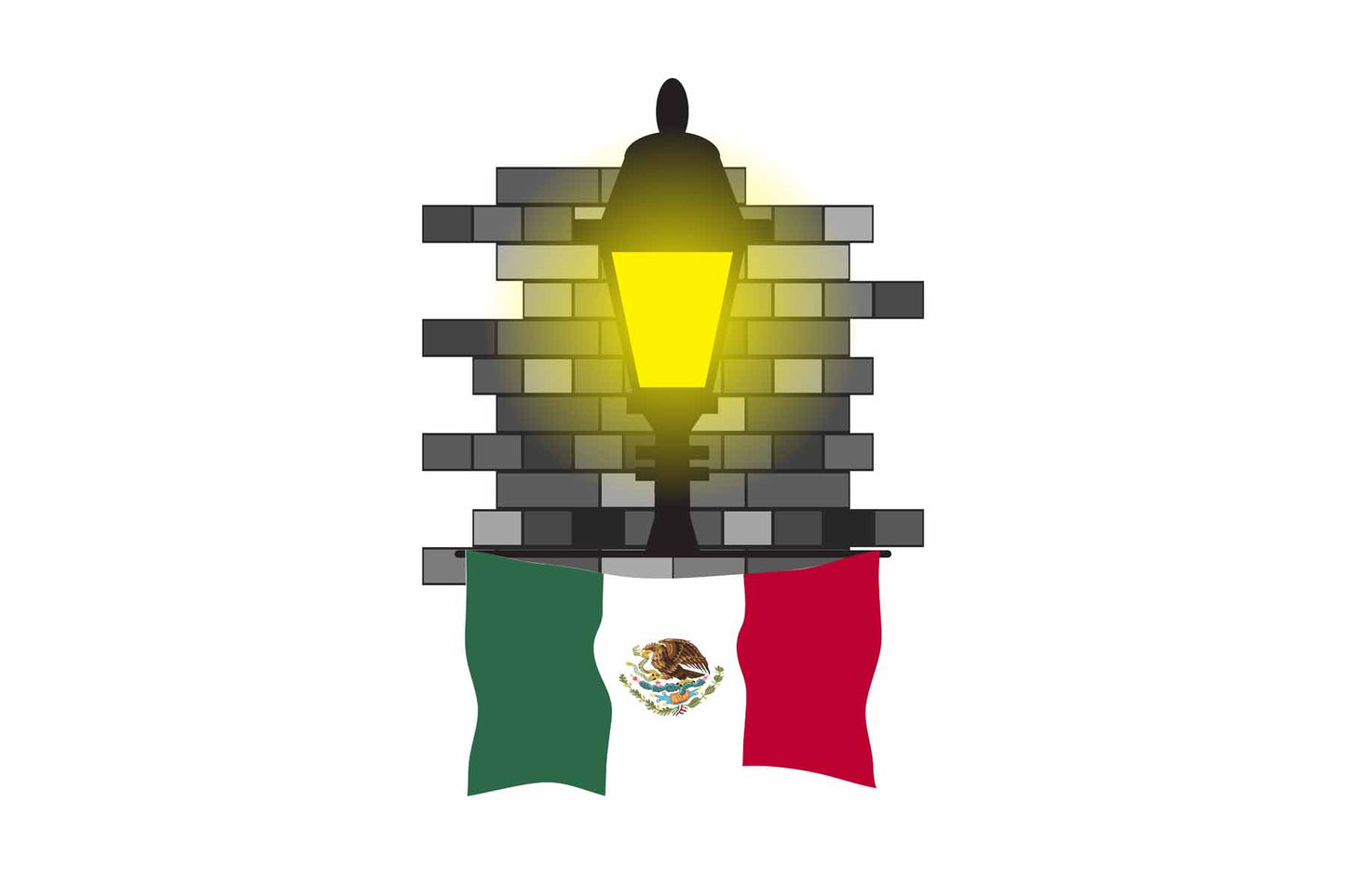 Mexico Town Street Lamp Bricks Sticker & Magnet