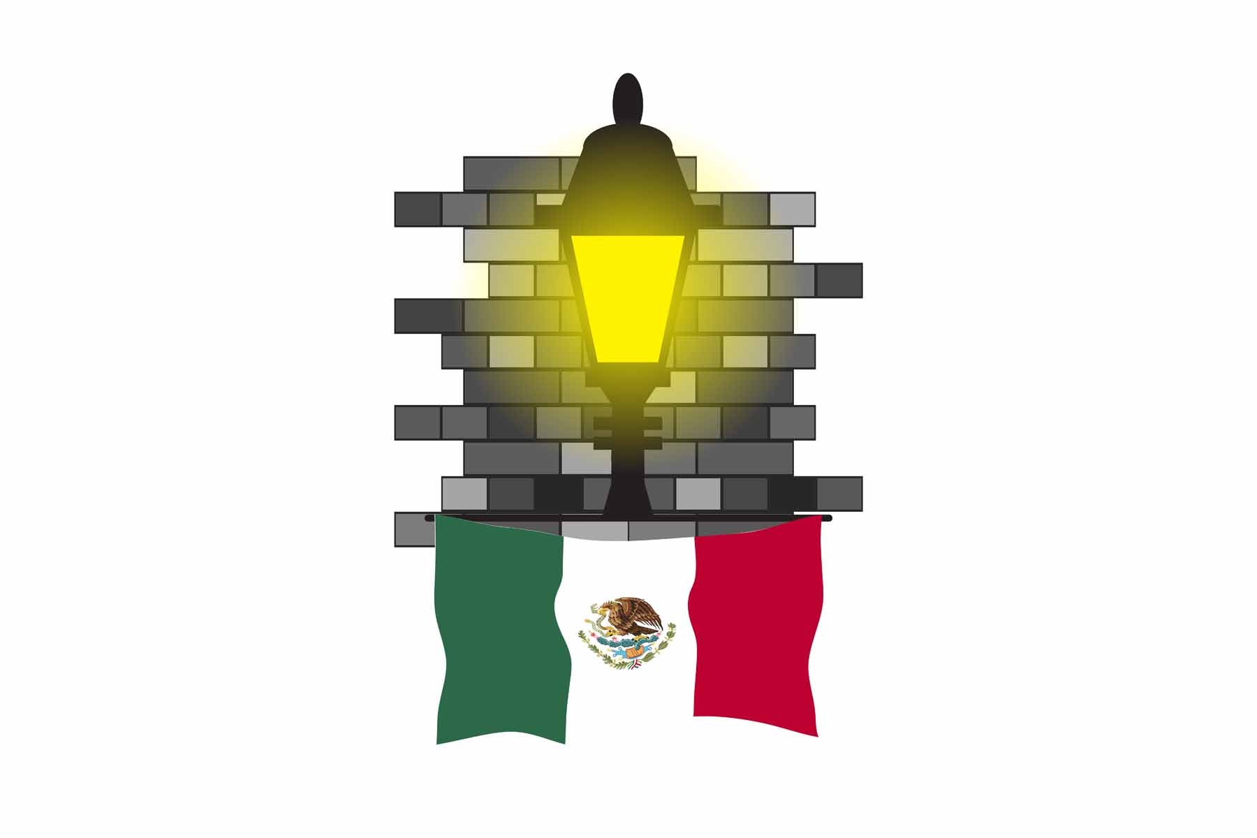 Mexico Town Street Lamp Bricks Sticker & Magnet