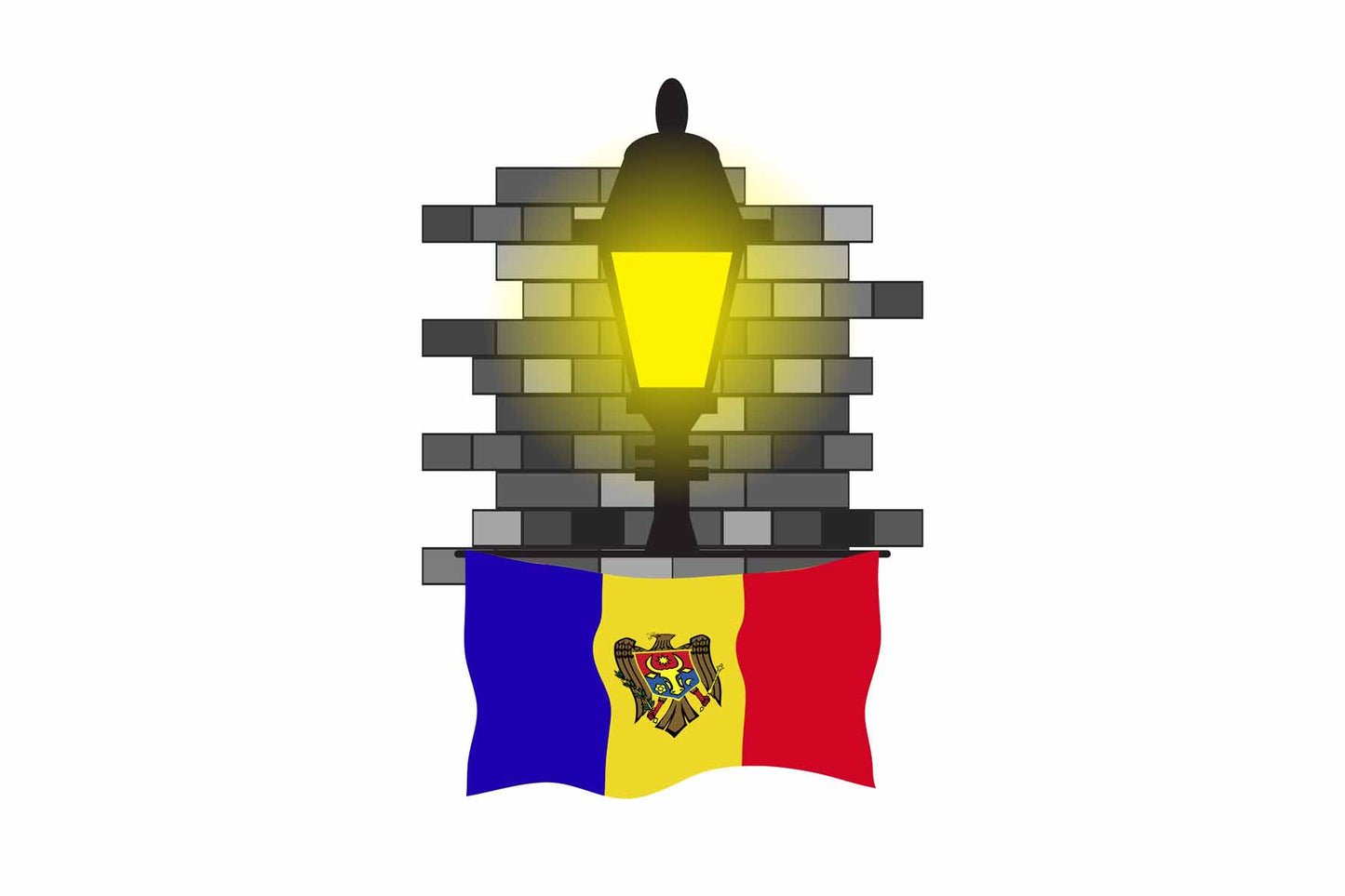 Moldova Town Street Lamp Bricks Sticker & Magnet