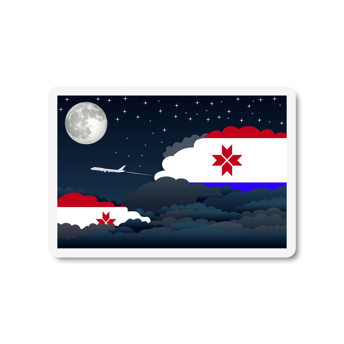 Mordovia Airplane Night Clouds Sticker & Magnet