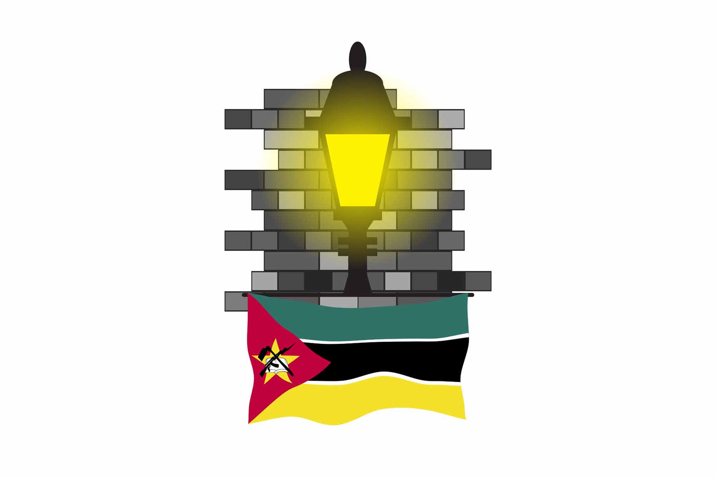 Mozambique Town Street Lamp Bricks Sticker & Magnet