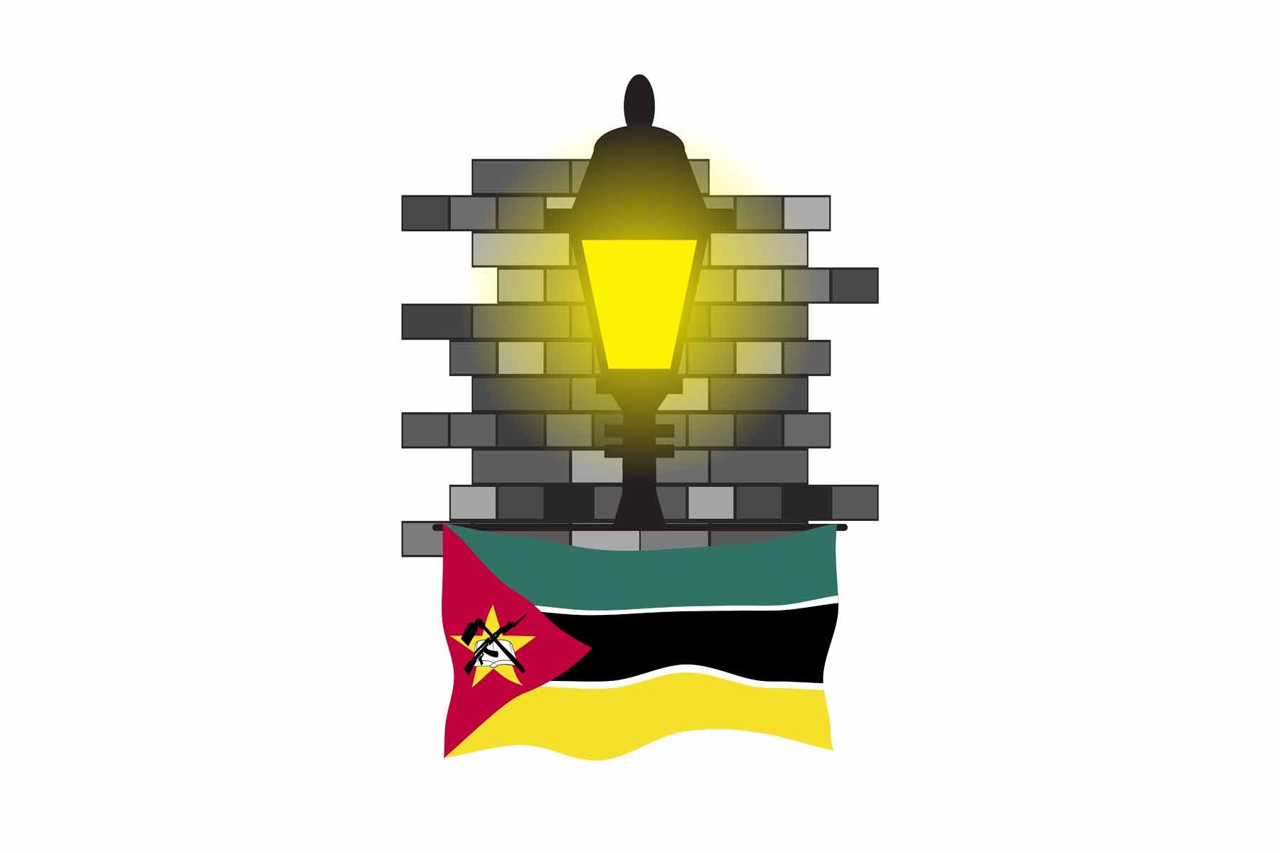 Mozambique Town Street Lamp Bricks Sticker & Magnet