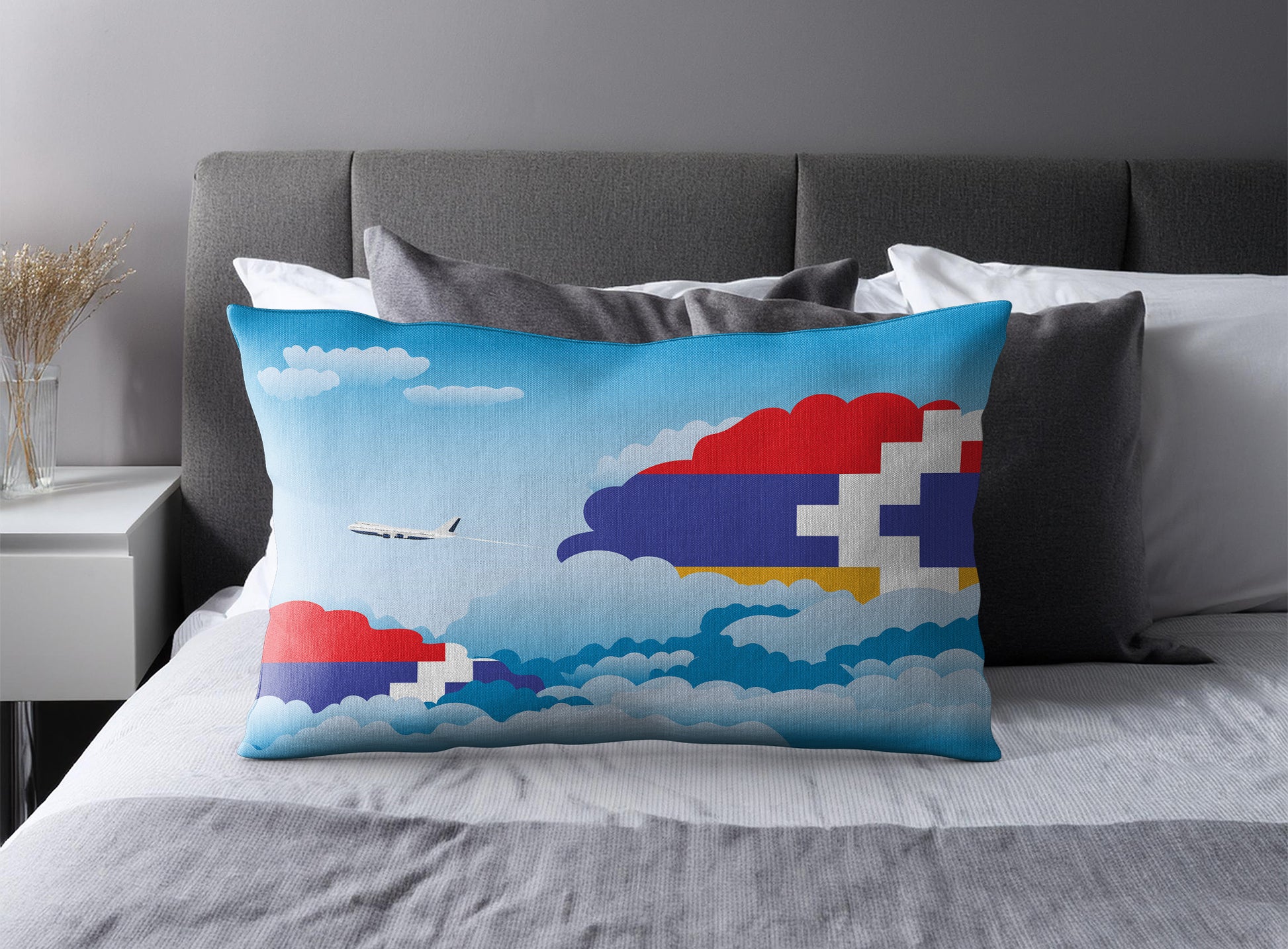 Nagorno Karabakh Republic World Airplane Day Clouds Square & Rectangle Pillow Cases | Aviation Decorative Pillow Covers
