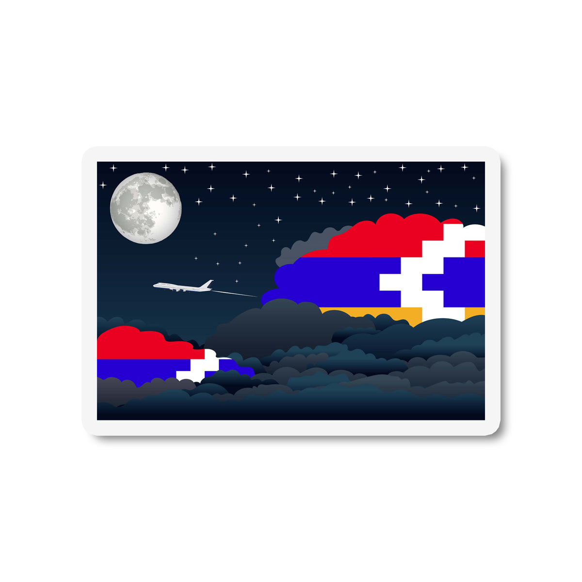 Nagorno Karabakh Republic Airplane Night Clouds Sticker & Magnet
