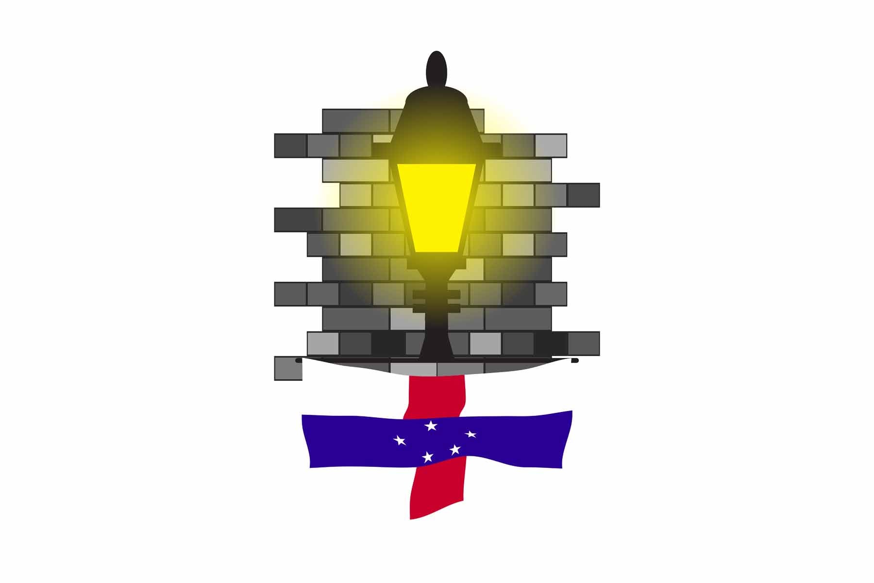Netherlands Antilles Town Street Lamp Bricks Sticker & Magnet