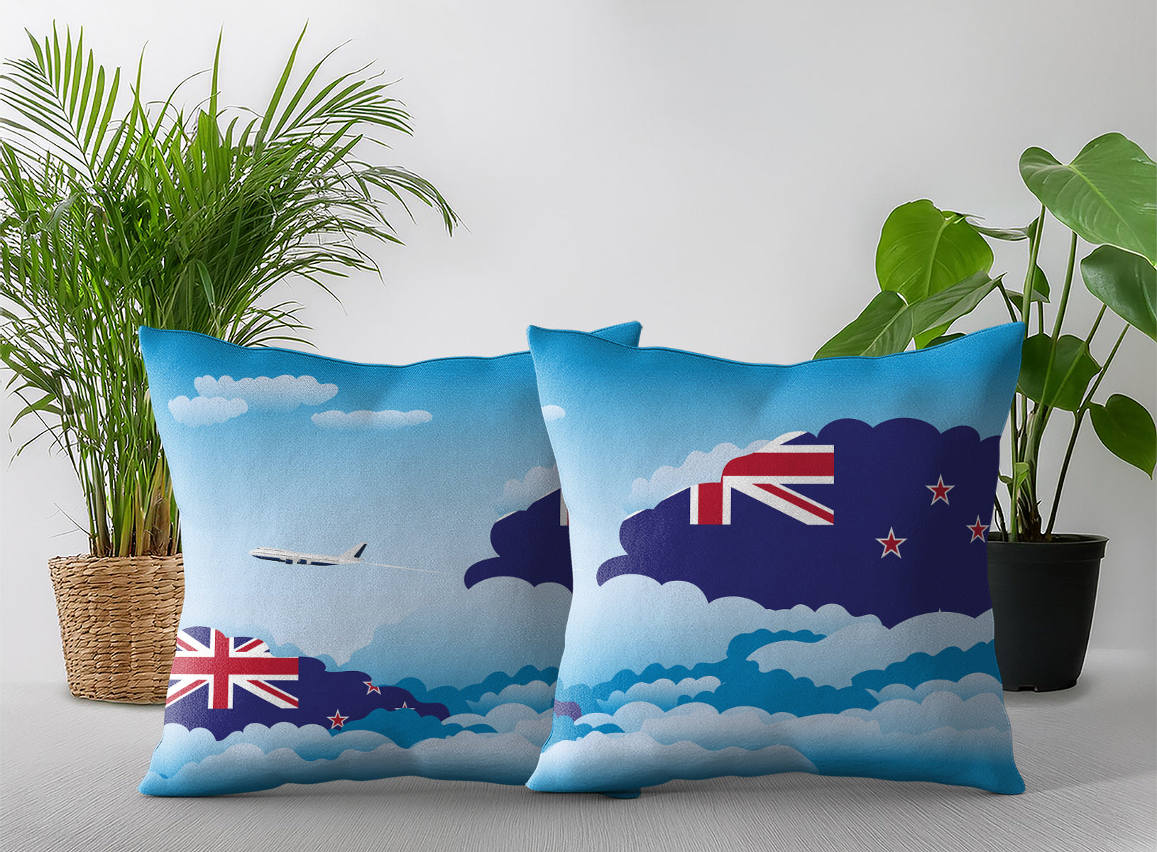 New Zealand World Airplane Day Clouds Square & Rectangle Pillow Cases | Aviation Decorative Pillow Covers