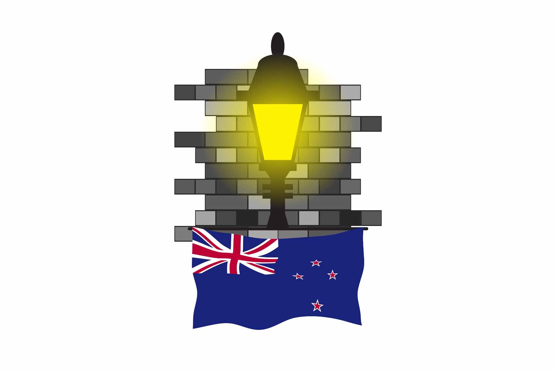 New Zealand Town Street Lamp Bricks Sticker & Magnet