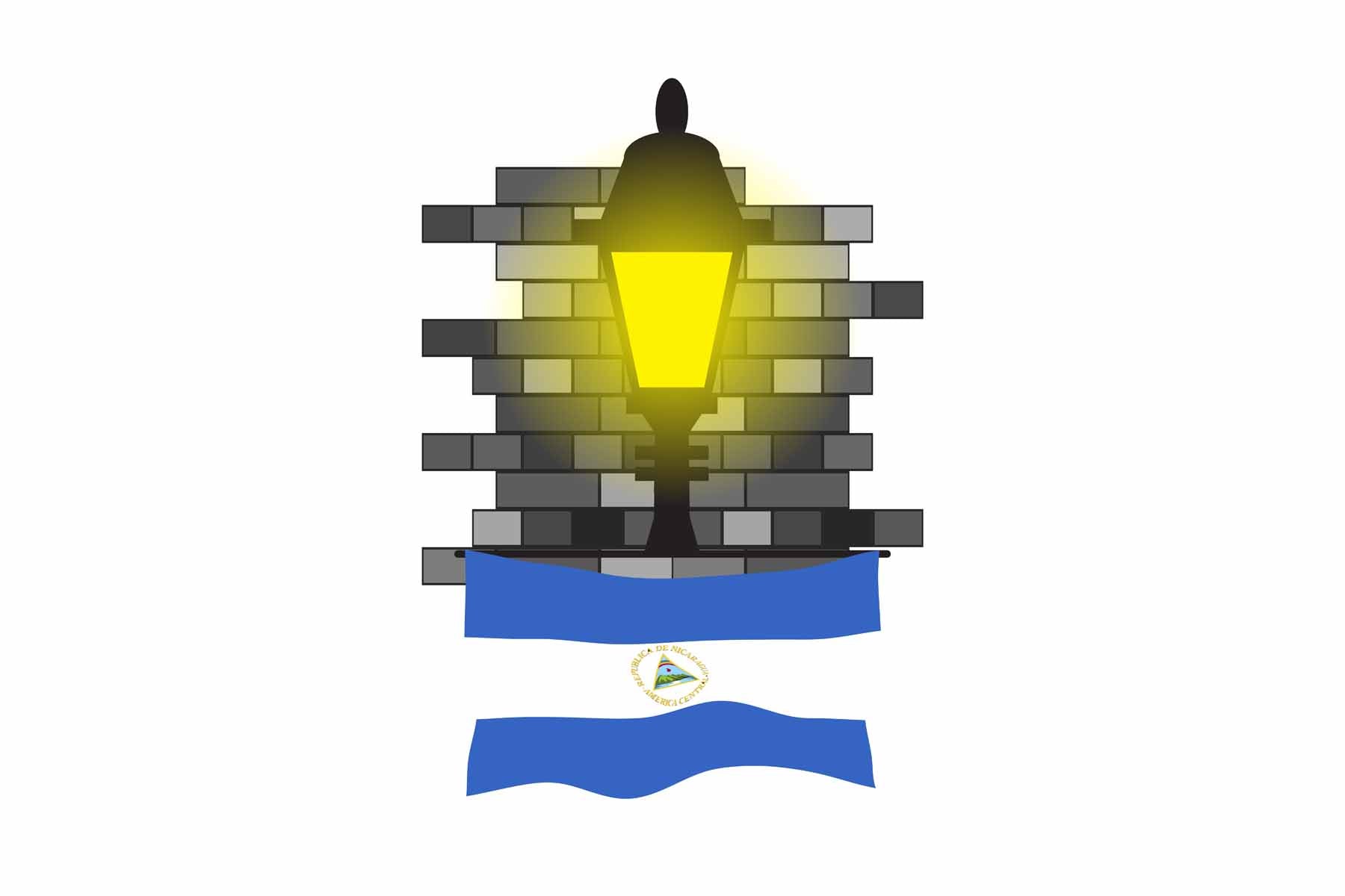 Nicaragua Town Street Lamp Bricks Sticker & Magnet
