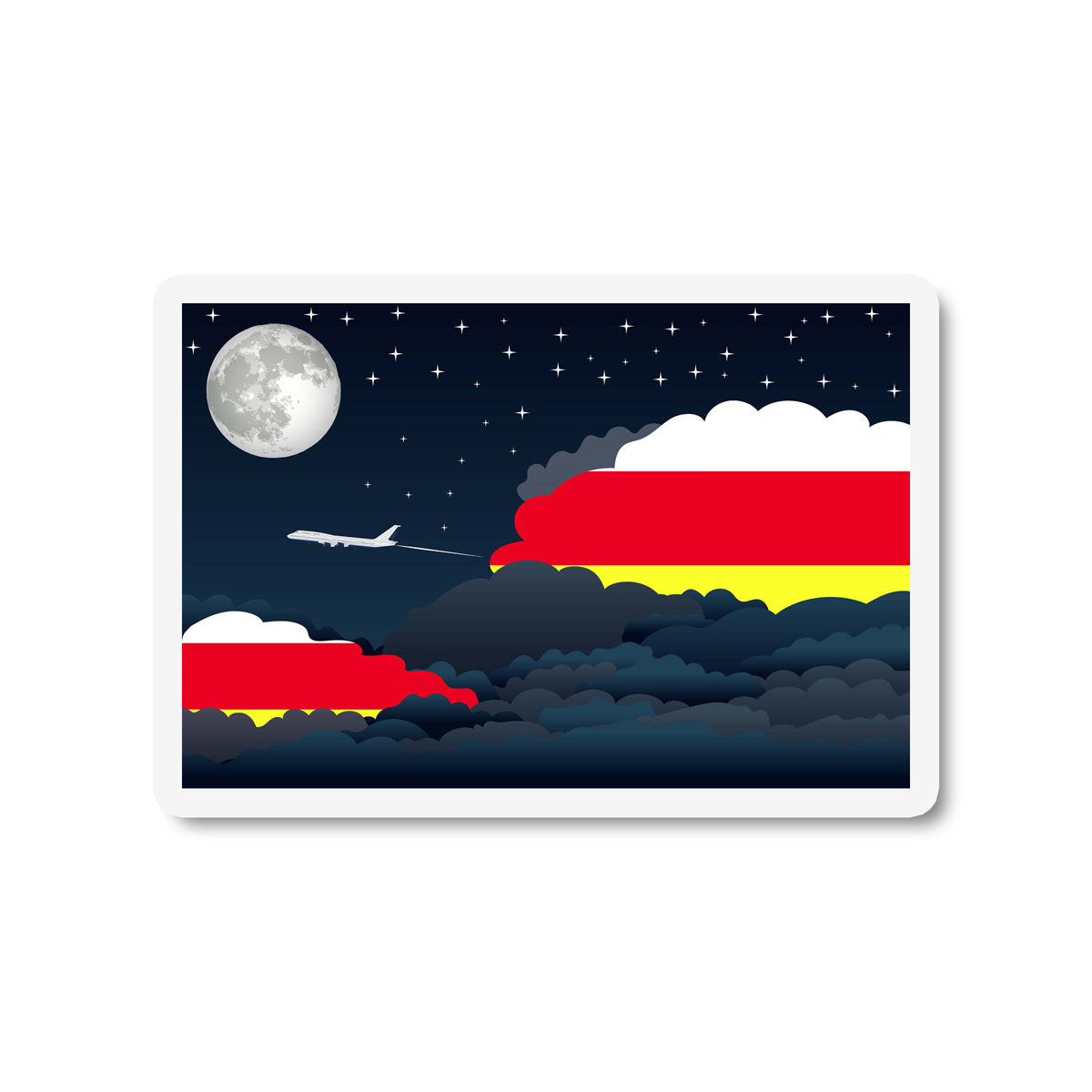 North Ossetia Airplane Night Clouds Sticker & Magnet